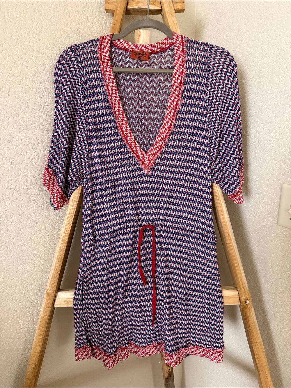 Missoni Mare V-Neck Swim Cover-Up in Red, White & Blue